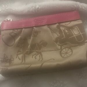 Coach Pink-Trim Signature Carriage Pouch no call outs